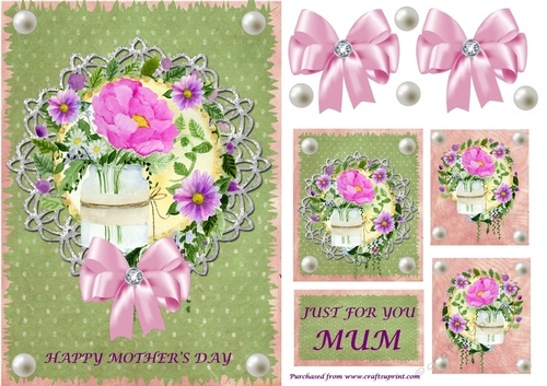 Mothers Day quick card with toppers