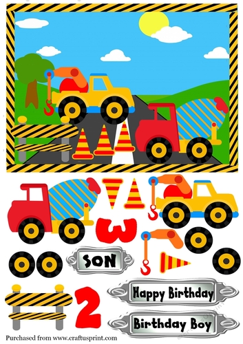 Roadworks Birthday Card Ages 2 or 3 Boy
