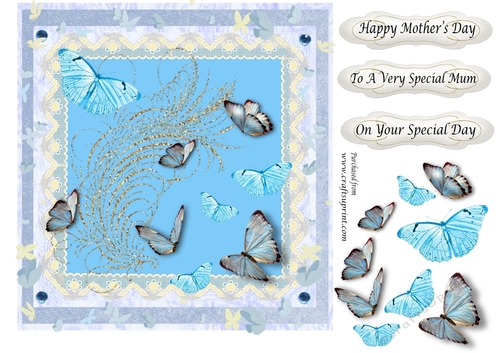 Mothers Day Blue Butterfly Card square