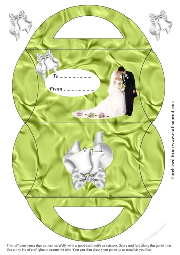 Pillow Purse for Wedding, Blessing card design in green cup831246_3656