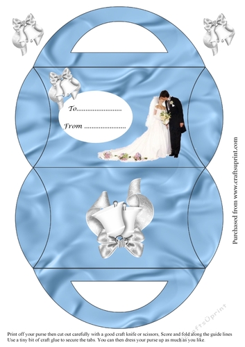 Pillow Purse for Wedding, Blessing card design in blue cup831247_3656