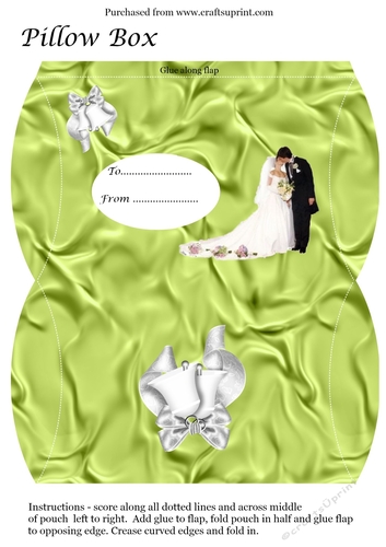 Pillow Box for Wedding, Blessing card design in Green cup831246_3656