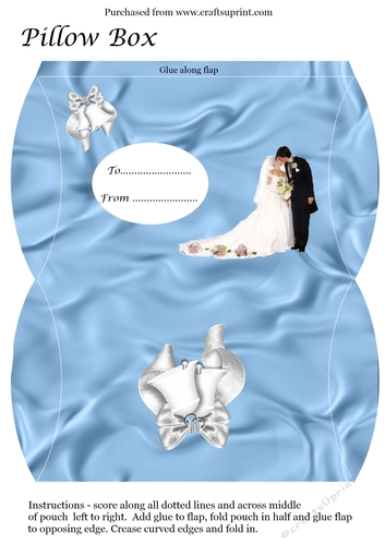 Pillow Box for Wedding, Blessing card design in blue cup831247_3656