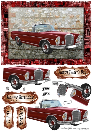 Mercedes Benz Stuttgart decoupage Fathers Day or Birthday