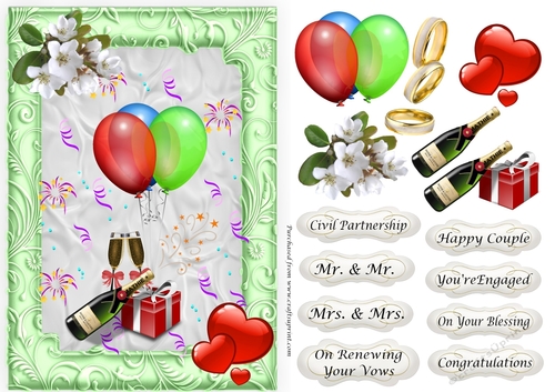 Congratulations Card Green - Partnership, Engagement, Vows