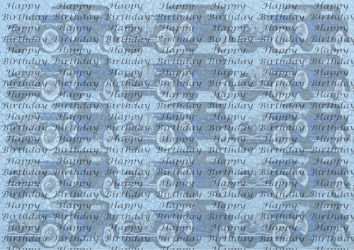 Vintage car blue with Happy Birthday script backing paper