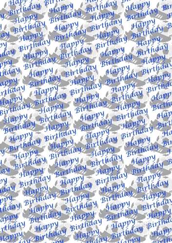 Football & boot backing sheet Happy Birthday script blue