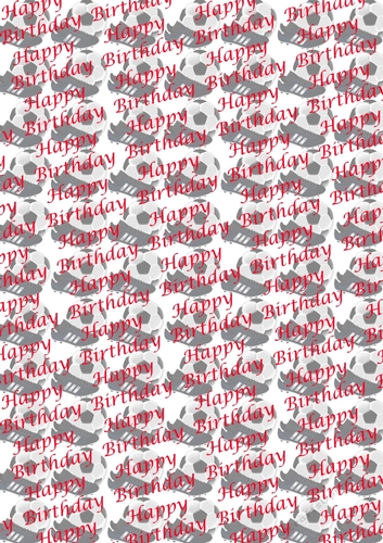 Football & boot backing sheet Happy Birthday script red