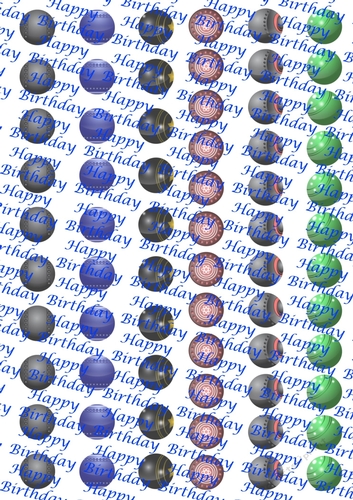 Bowls backing paper with Happy Birthday script in blue
