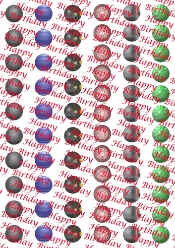 Bowls backing paper with Happy Birthday script in red