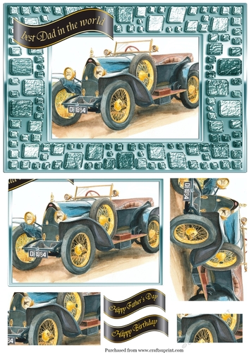 Bugatti in Mosaic Frame - Fathers Day or Birthday
