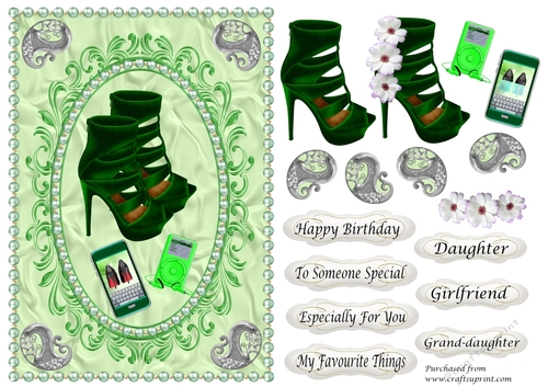 Stiletto suede Green ankle boots in oval frame with MP3 and Phone