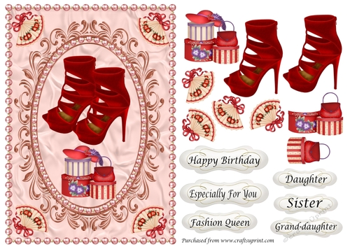 Stiletto suede Ruby ankle boots in oval frame with hat boxes, fans and bag
