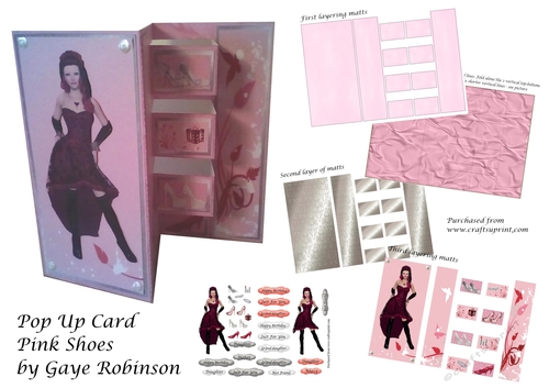 Tri Fold Pop Out Card Mini Kit - Pink with shoes