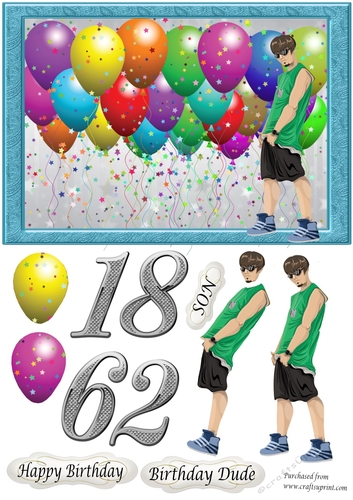 Balloons & Birthday Dude, ages 16, 18, 21