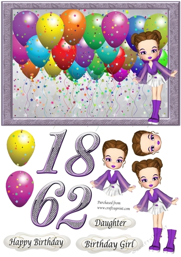 Balloons & Cute in Purple, ages 16, 18, 21