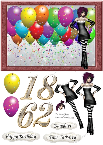 Balloons & Goth Girl, ages 16, 18, 21