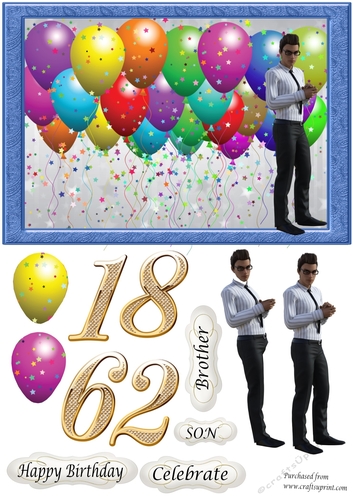 Balloons & Smart Young Man ages 16, 18, 21