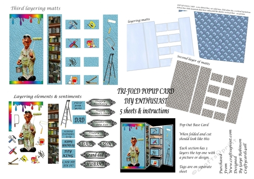 Tri-fold Pop Up Mimi Kit - DIY Enthusiast various greetings