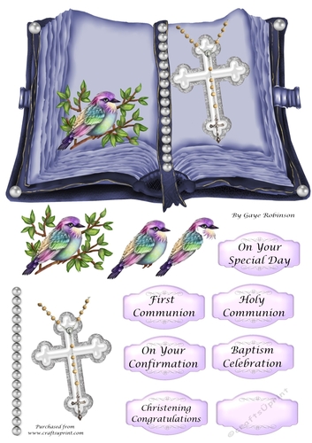 Open Book Blue Baptism Confirmation Christening Topper 1