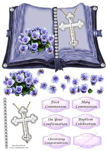 Open Book Blue Baptism Confirmation Christening Topper 2