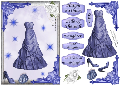 Ball Gown & Accessories - Lilac Blue