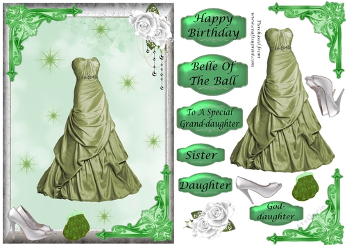 Ball Gown & Accessories - Sage Green