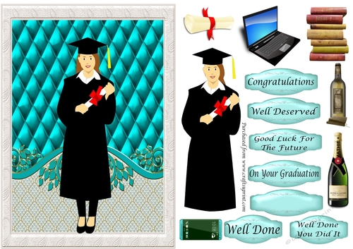 Graduation - Female - turquoise background
