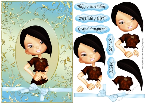 Girl in Blue and Gold Oval frame