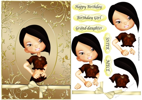 Girl in Brown and Gold Oval frame