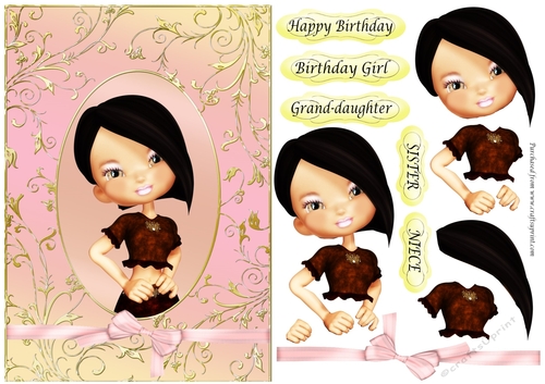 Girl in Pink and Gold Oval frame