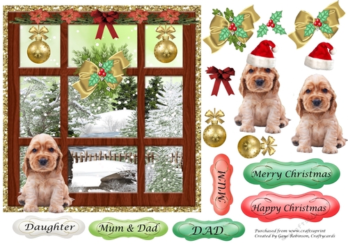Puppy at Christmas Window 1