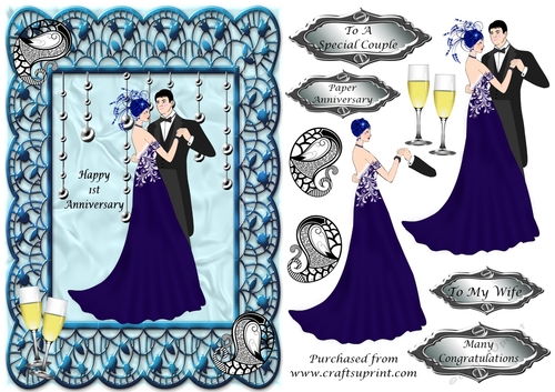 Art Deco 1st Anniversary card