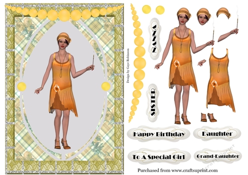 Charleston Flapper in gold frame