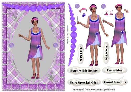 Charleston Flapper in purple frame