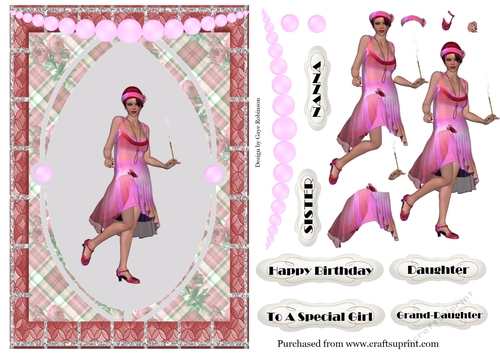Charleston Flapper in red frame