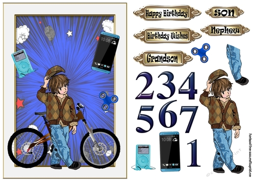 Teenage boy 3 with bike and exploding background