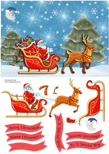 Christmas cute scene- Santas sleigh