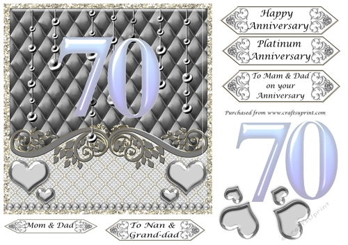 Platinum Wedding Anniversary 70th card - American Sentiments