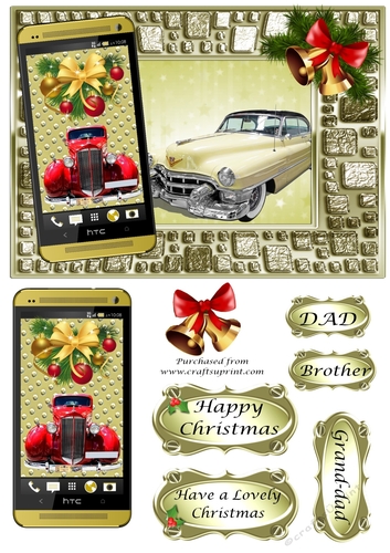 Christmas Vintage Car card 3