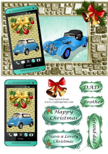 Christmas Vintage Car card 4