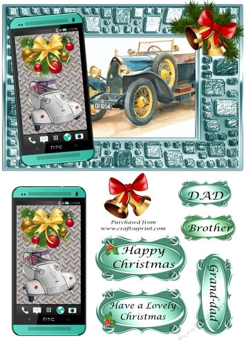 Christmas Vintage Car card 6
