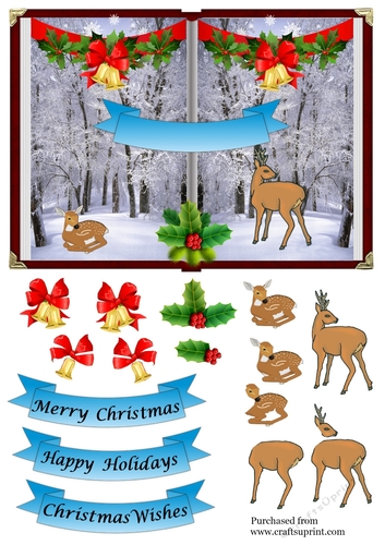 Christmas Open Book Scene 1 Fawns