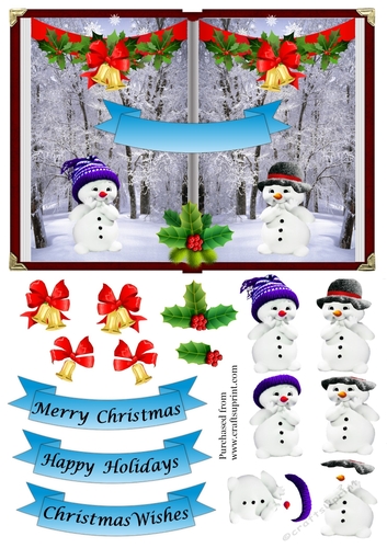 Christmas Open Book Scene 1 Snowmen