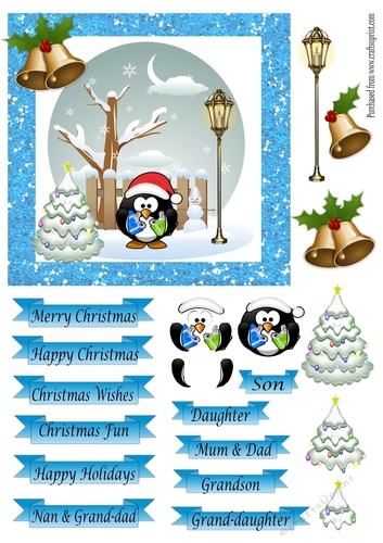 Christmas Scene with Penguin & Lamp