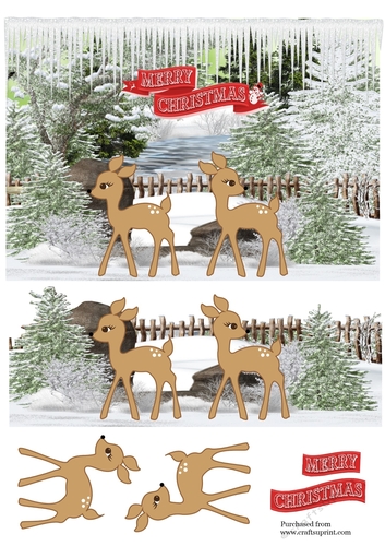 Fawns in the snowy wood
