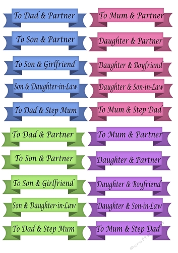 CU4CU Family sentiments PNG in 4 colours inc Partner, Step Mum, Girlfriend