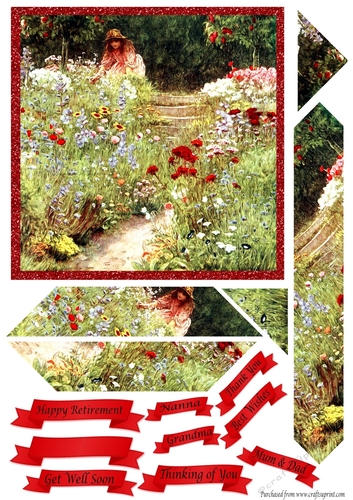 Vintage flower garden with layers - Various Sentiments