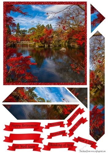 Autumnal Lake scene with layers - Various Sentiments
