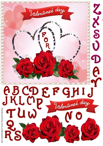 Valentine silver hearts and roses with initials